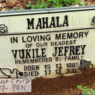 MAHALA Vukile Jefrey 1980-2002