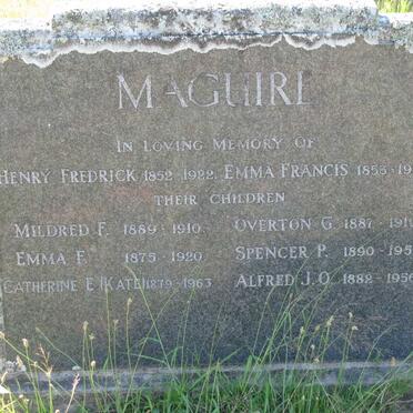 MAGUIRE Henry Frederick 1852-1922 &amp; Emma Francis 1853-1935