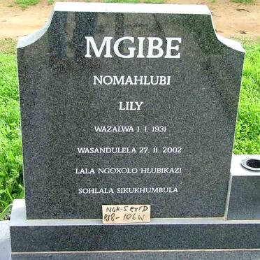 MGIBE Nomahlubi Lily 1931-2003