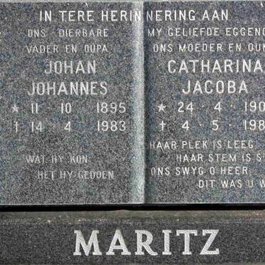 MARITZ Johan Johannes 1895-1983 &amp; Catharina Jacoba 1907-1980