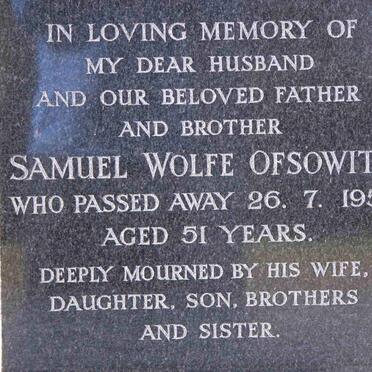 OFSOWITZ Samuel Wolfe -1957 