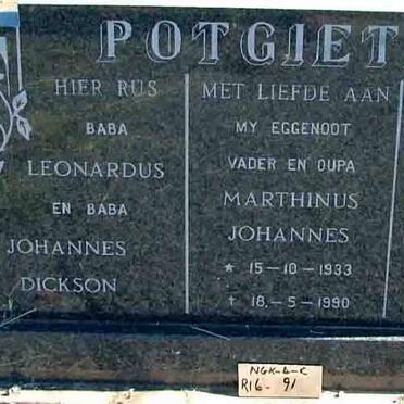POTGIETER Marthinus Johannes 1933-1990 :: DICKSON Leonardus :: DICKSON Johannes