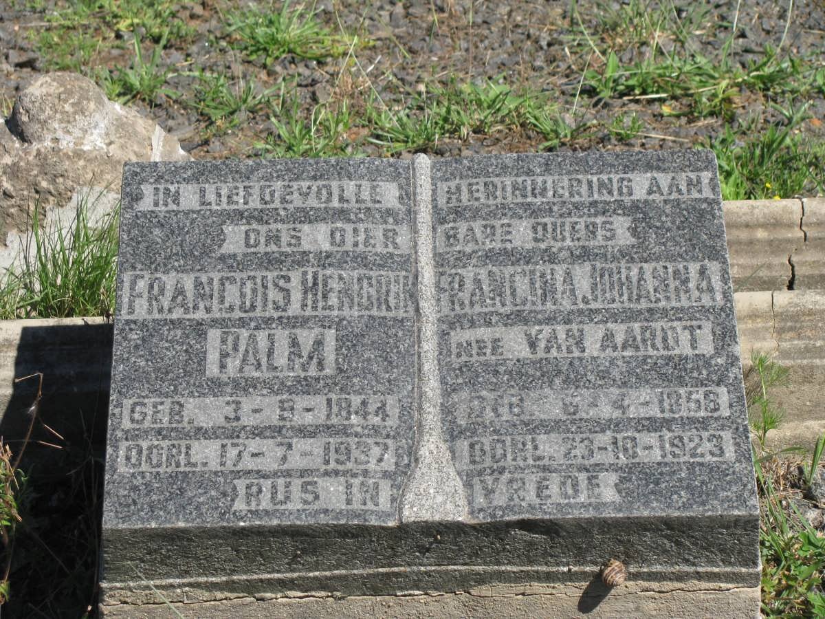 PALM Francois Hendrik 1844-1937 &amp; Francina Johanna VAN AARDT 1858-1923
