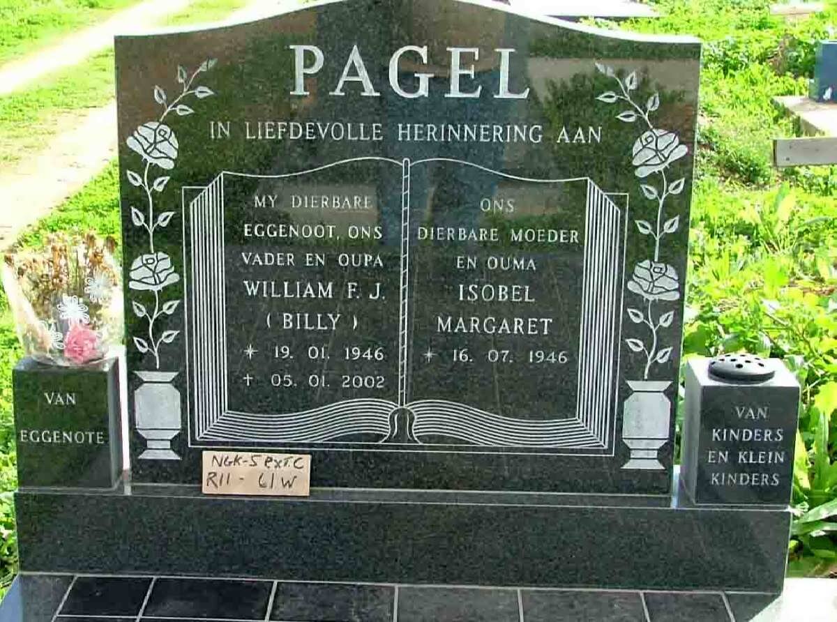 PAGEL William F.J. 1946-2002 &amp; Isobel Margaret 1946-