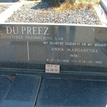 PREEZ Anna Margaretha, du 1930-1989