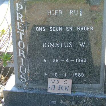 PRETORIUS Ignatus W. 1969-1989