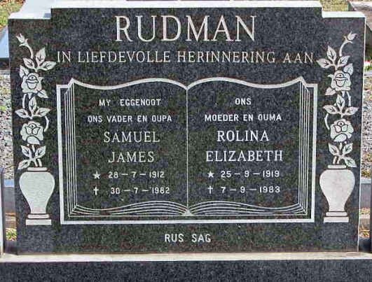 RUDMAN Samuel James 1912-1982 &amp; Rolina Elizabeth 1919-1983