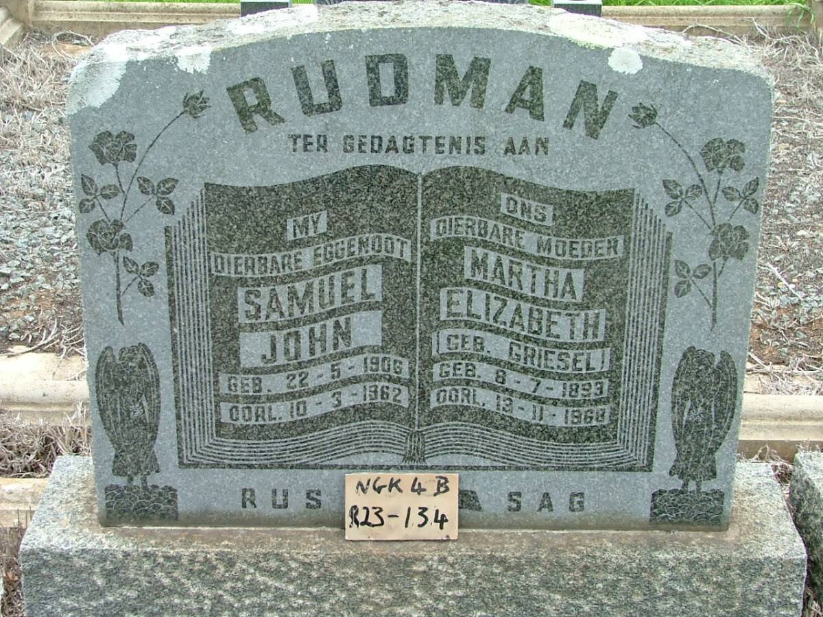 RUDMAN Samuel John 1906-1962 &amp; Martha Elizabeth GRIESEL 1893-1968