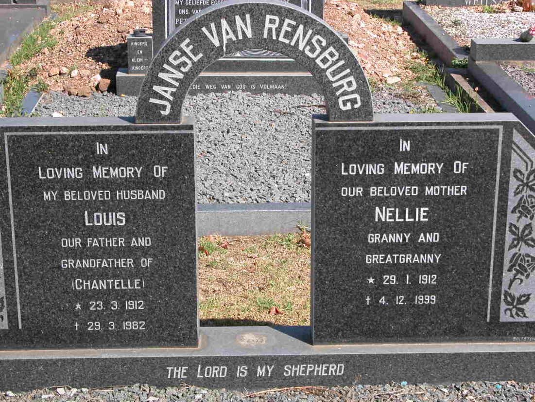 RENSBURG Louis, Janse van 1912-1982 &amp; Nellie 1912-1999
