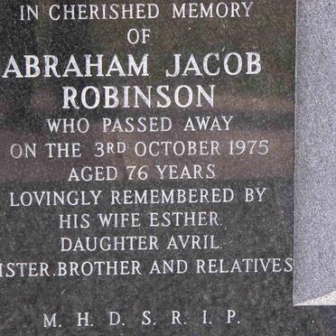 ROBINSON Abraham Jacob -1975 &amp; Esther -1990