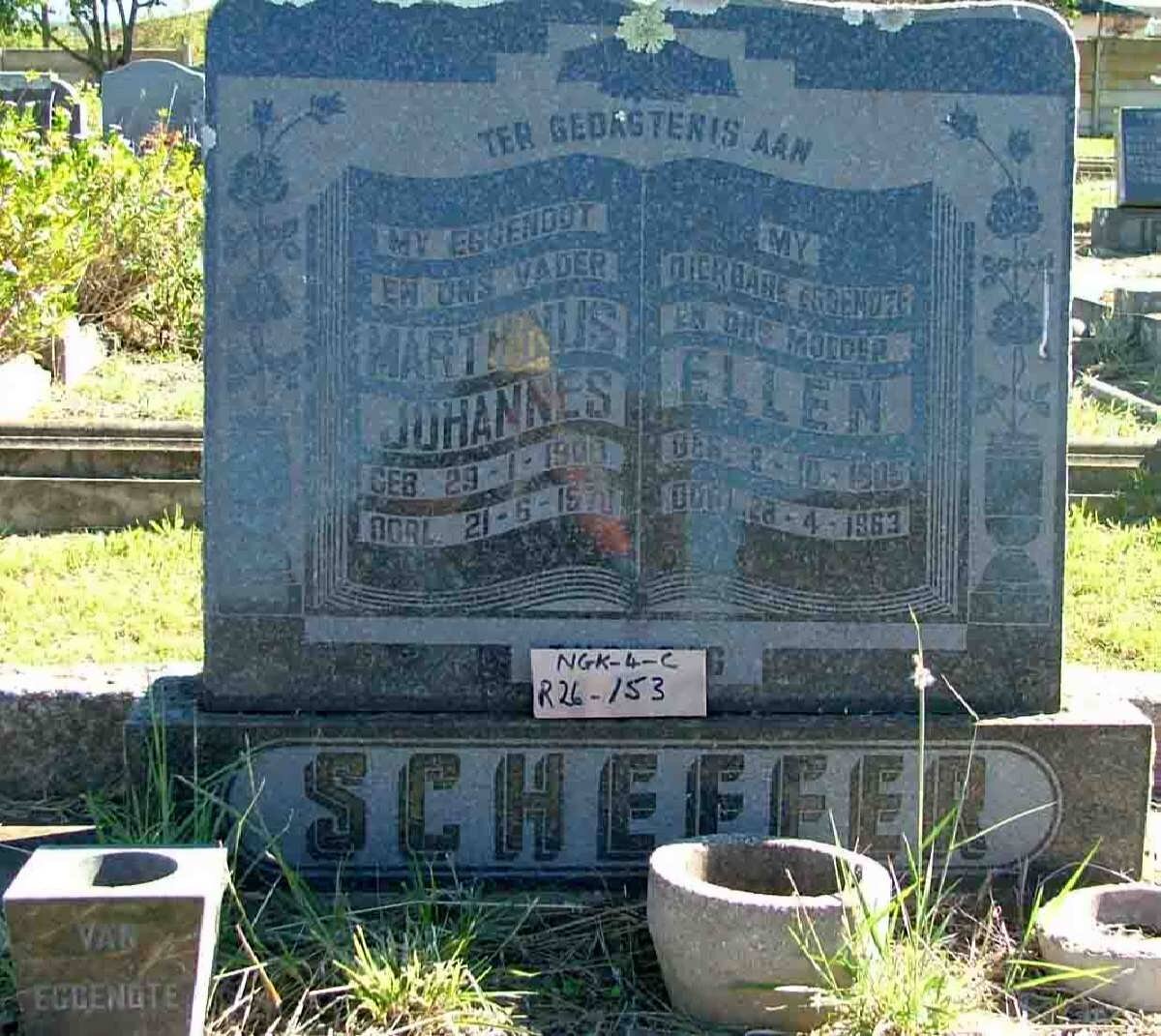 SCHEFFER Marthinus Johannes 1908-1970 &amp; Ellen 1905-1963