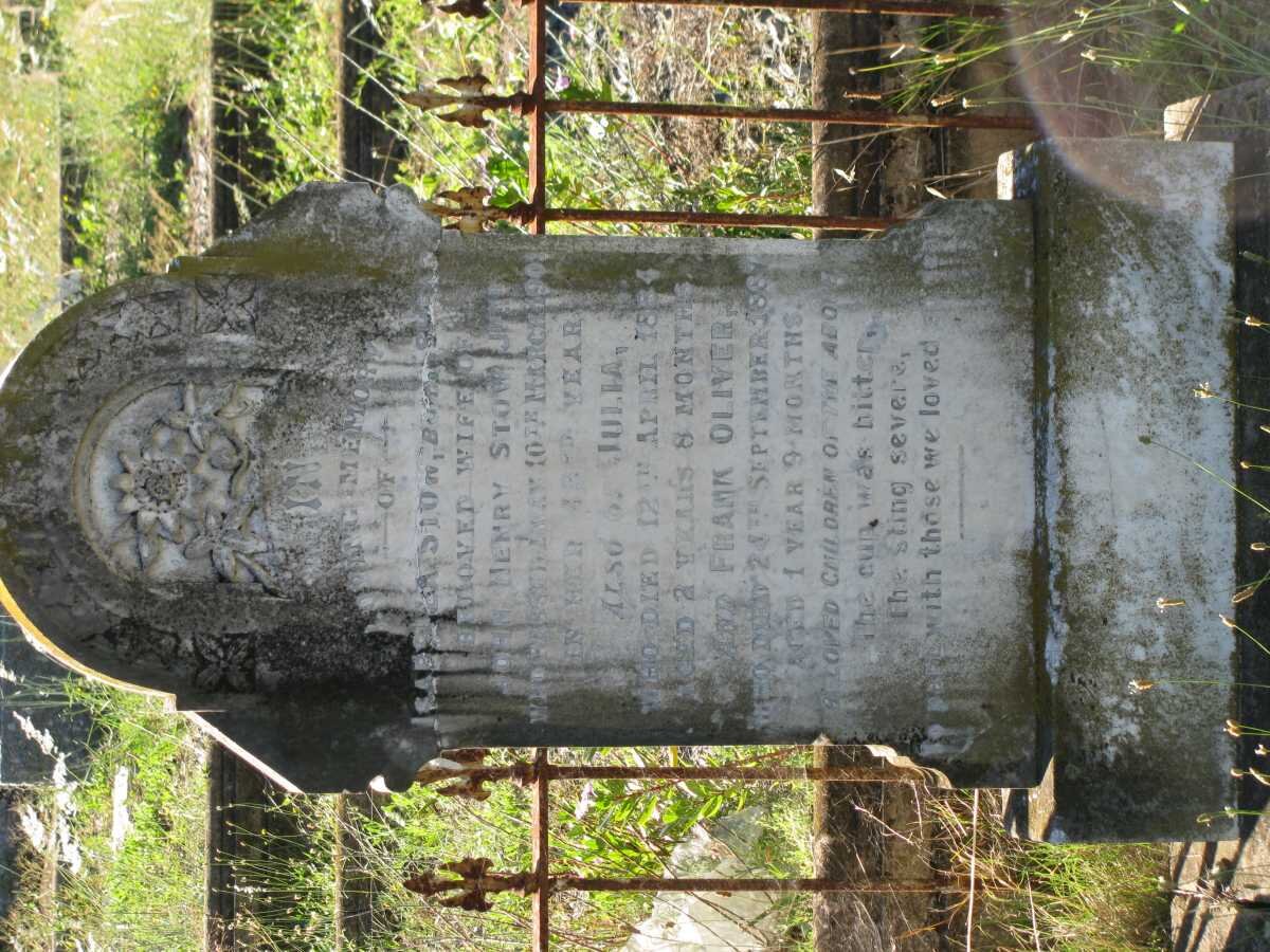 STOW Isabella Margaret née SHEAD 1858-1901 :: STOW Julia 1881-1884 :: STOW Frank Oliver 1886-1887