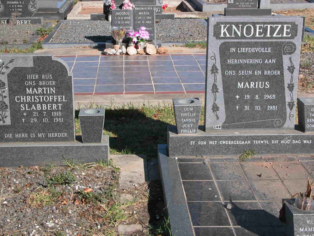 SLABBERT Martin Christoffel 1918-1981 :: KNOETZE Marius 1965-1981