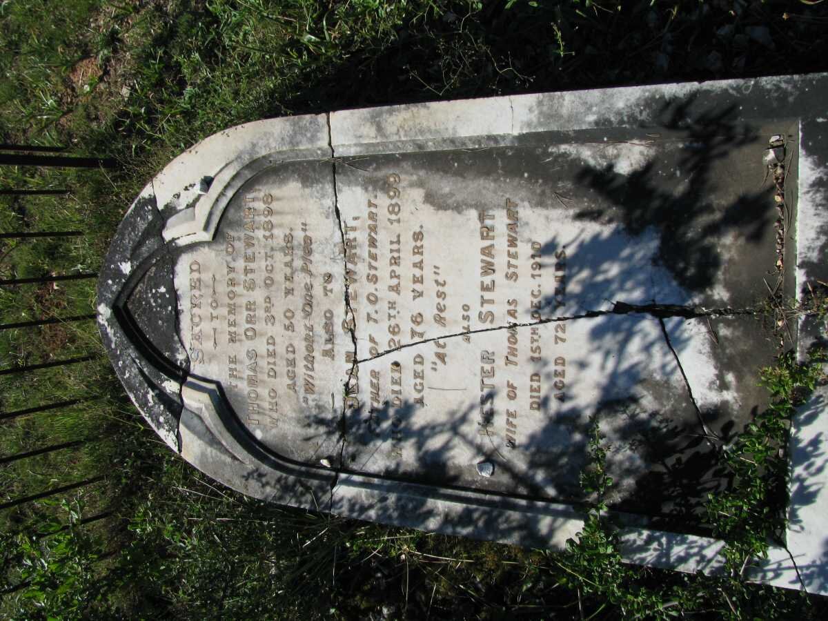 STEWART Thomas Orr -1898 :: STEWART Dean -1899 :: STEWART Hester -1910