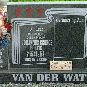 WATT Johannes George Boetie, van der 1934-2004