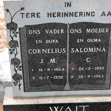 WAIT Cornelius J.M. 1864-1952 &amp; Salomina C. 1882-1963