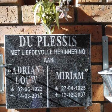PLESSIS Adrian Louw, du 1922-2015 &amp; Miriam 1925-2007