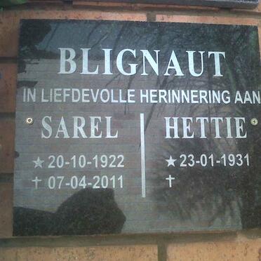 BLIGNAUT Sarel 1922-2011 &amp; Hettie 1931-