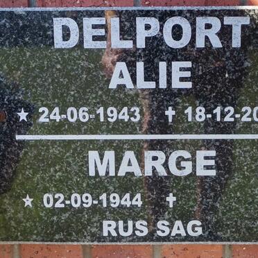 DELPORT Alie 1943-2016 &amp; Marge 1944