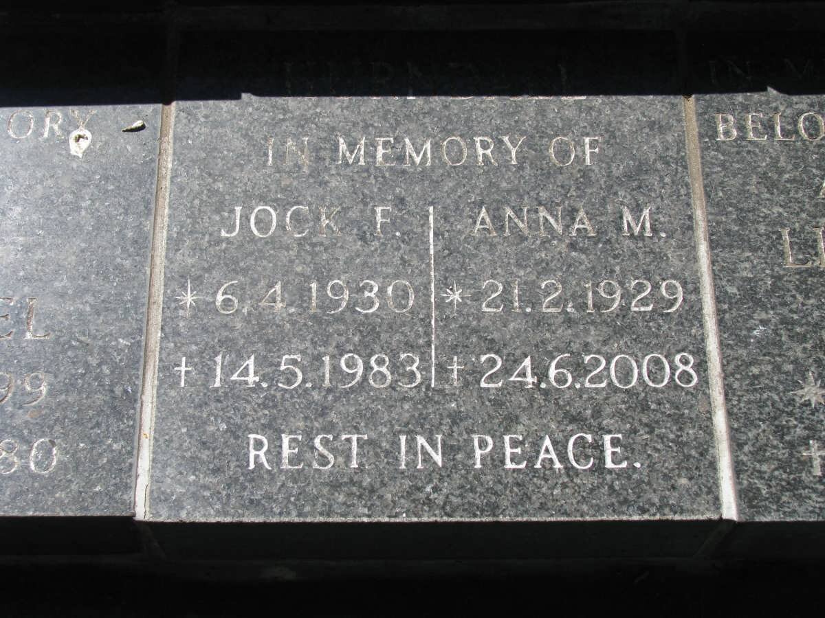 ? Jock F. 1930-1983 &amp; Anna M. 1929-2008
