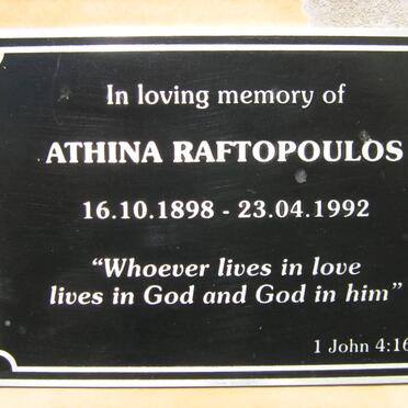 RAFTOPOULOS Athina 1898-1992