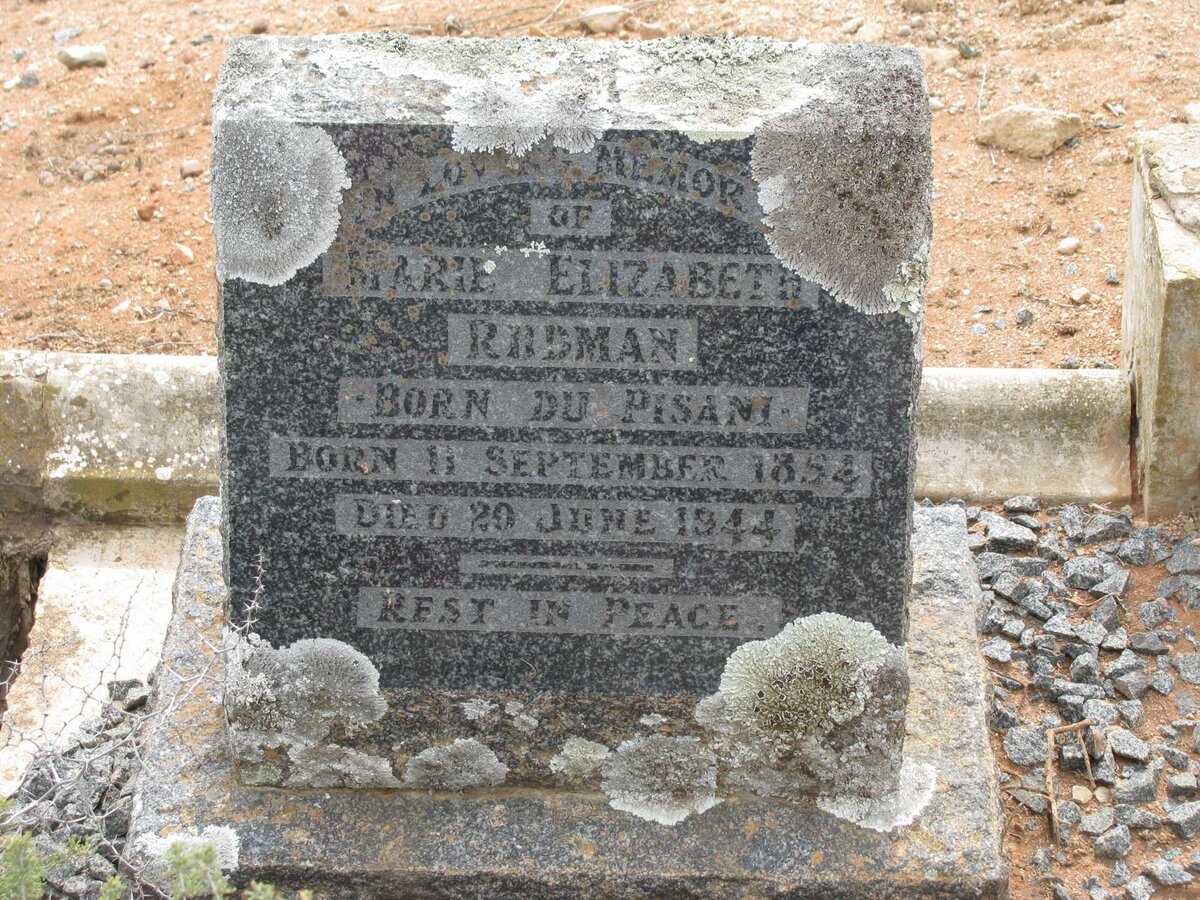 RUDMAN Marie Elizabeth nee DU PISANI 1854-1944