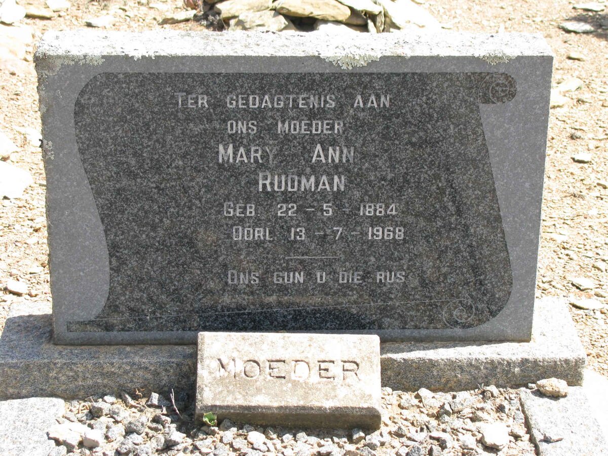 RUDMAN Mary Ann 1884-1968