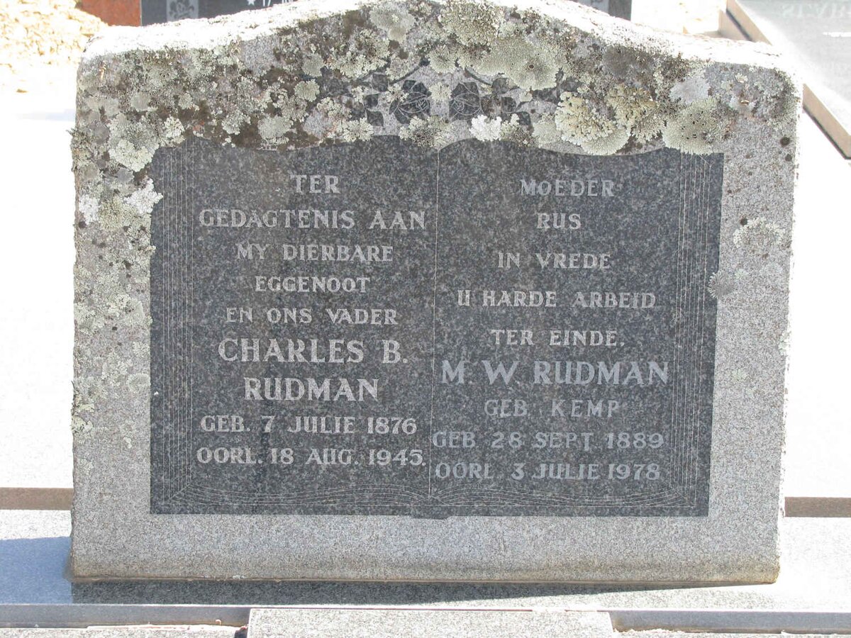 RUDMAN Charles B. 1876-1945 &amp; M.W. KEMP 1889-1978