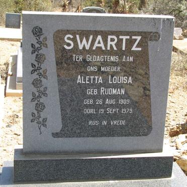 SWARTZ Aletta Louisa nee RUDMAN 1909-1979