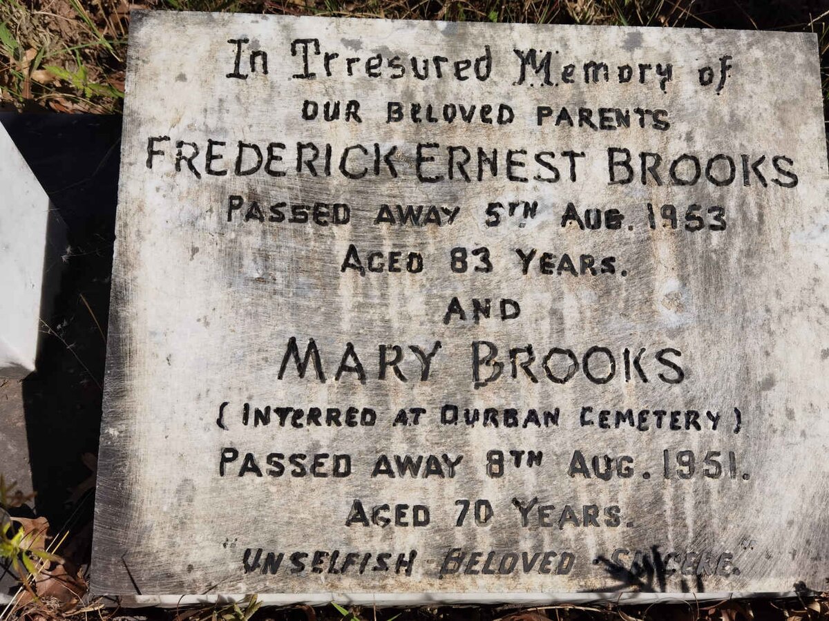 BROOKS Frederick Ernest -1953 &amp; Mary -1951