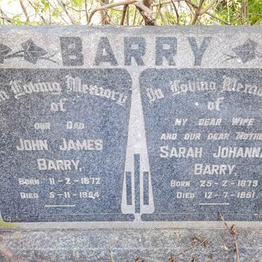 BARRY John James 1872-1954 &amp; Sarah Johanna 1879-1951
