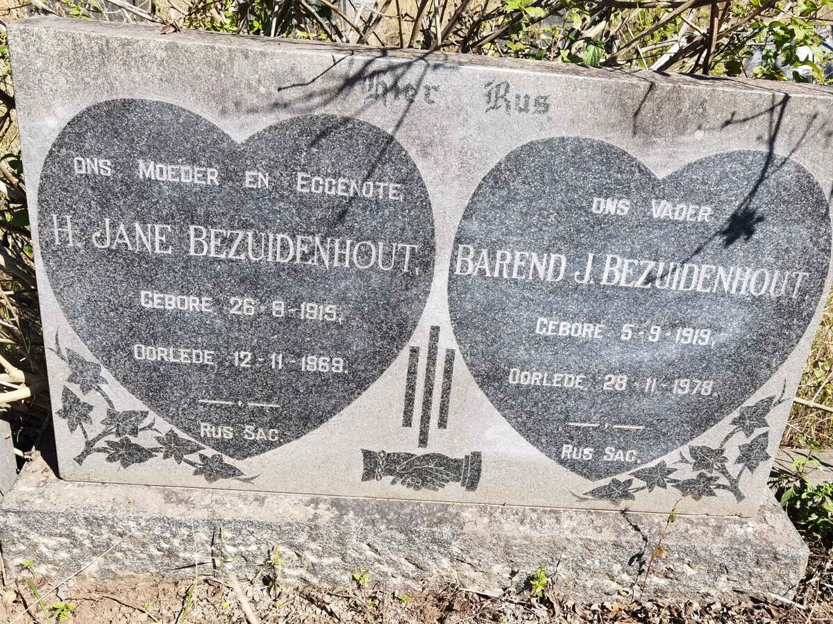 BEZUIDENHOUT Barend J. 1919-1978 &amp; H. Jane 1915-1969