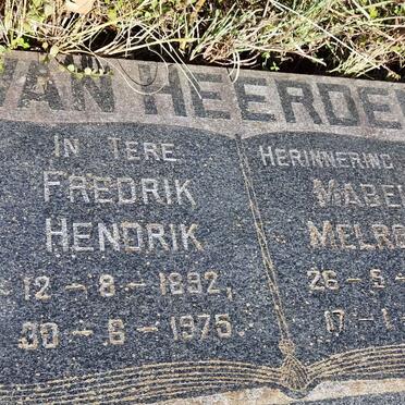 HEERDEN Fredrik Hendrik, van 1892-1975 &amp; Mabel Melrose 190?-1980