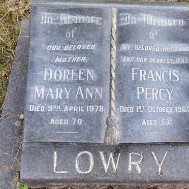 LOWRY Francis Percy -1962 &amp; Doreen Mary Ann -1978