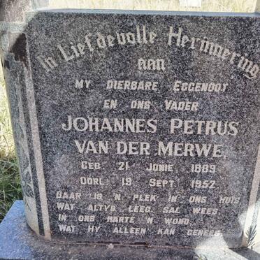 MERWE Johannes Petrus, van der 1889-1952