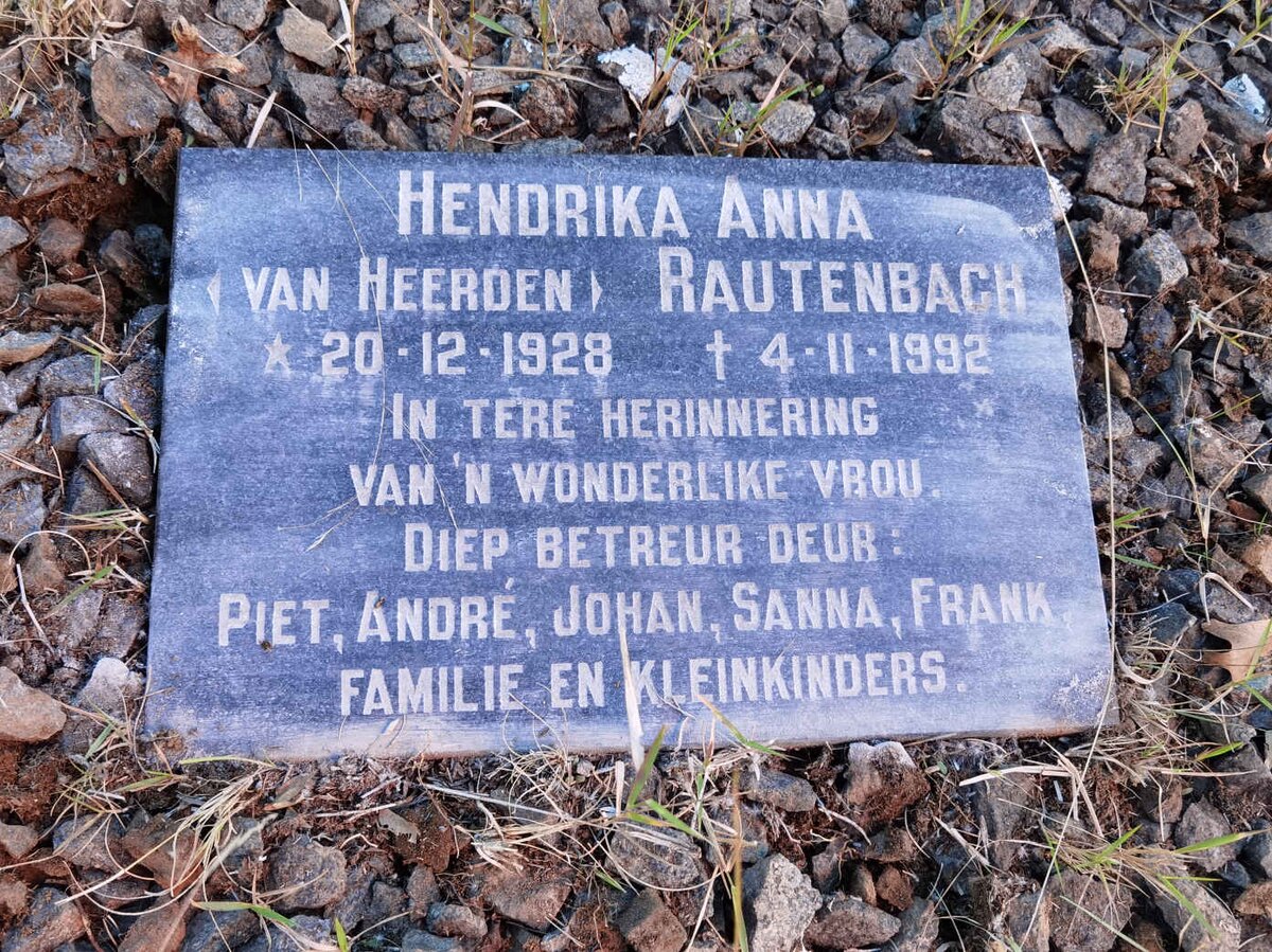 RAUTENBACH Hendrika Anna nee VAN HEERDEN 1928-1992