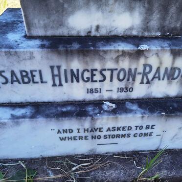RANDOLPH Isabel, HINGESTON 1851-1930