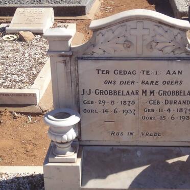 GROBBELAAR J.J. 1875-1937 &amp; M.M. DURAND 1879-1937