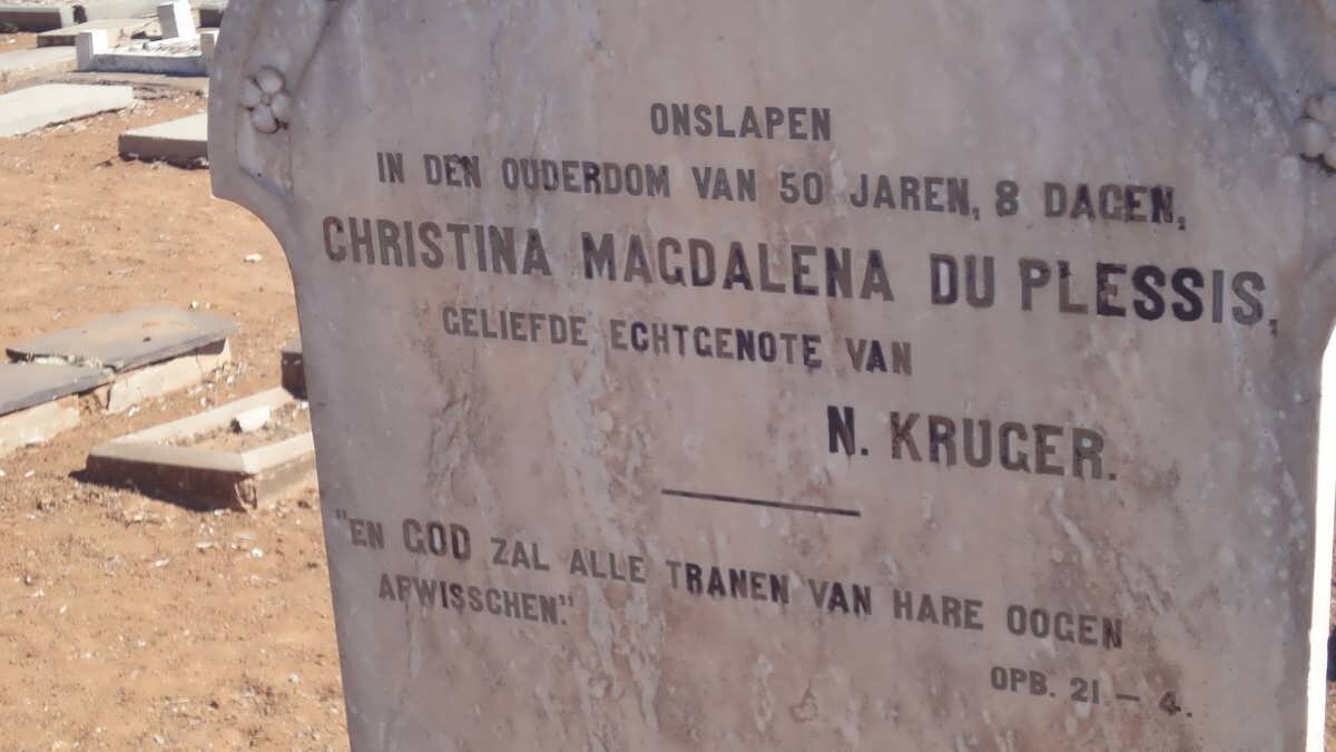 KRUGER Christina Magdalena nee DU PLESSIS 