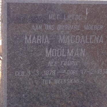 MOOLMAN Maria Magdalena nee FOURIE 1878-1936