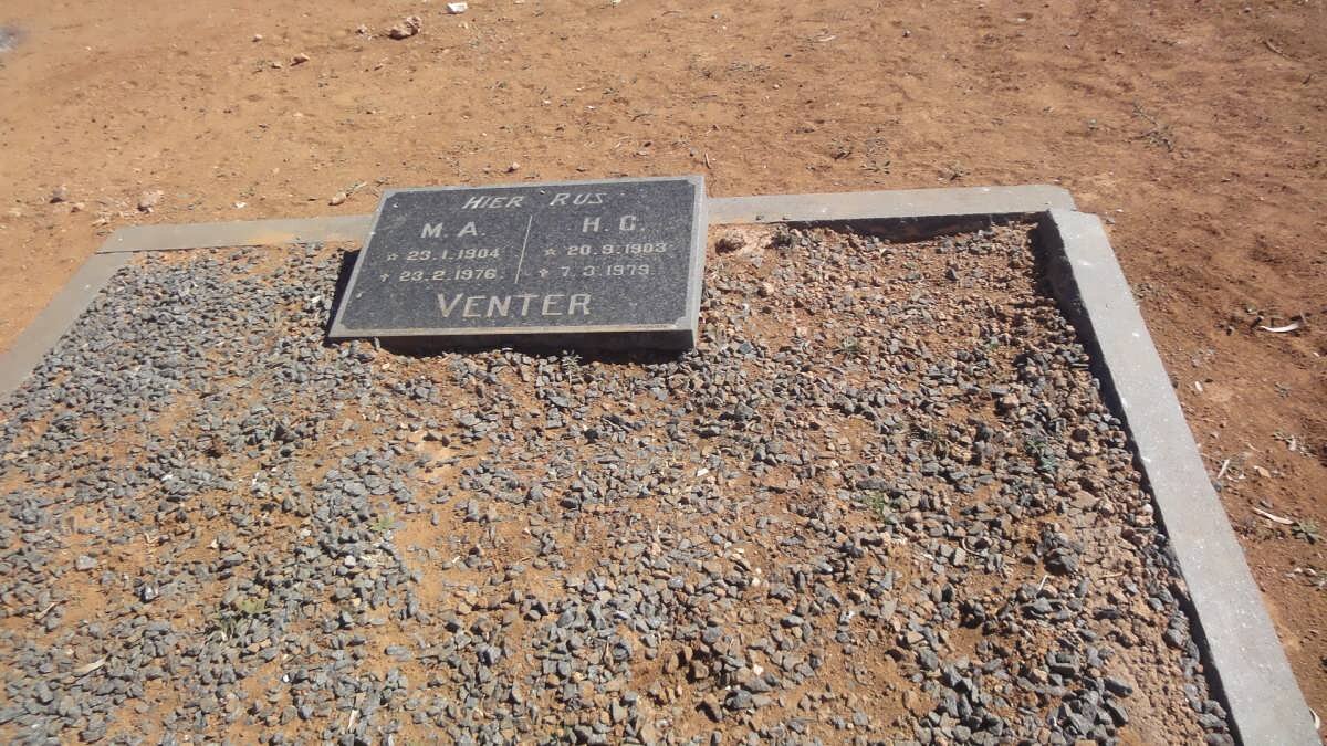 VENTER M.A. 1904-1976 &amp; H.G. 1903-1979