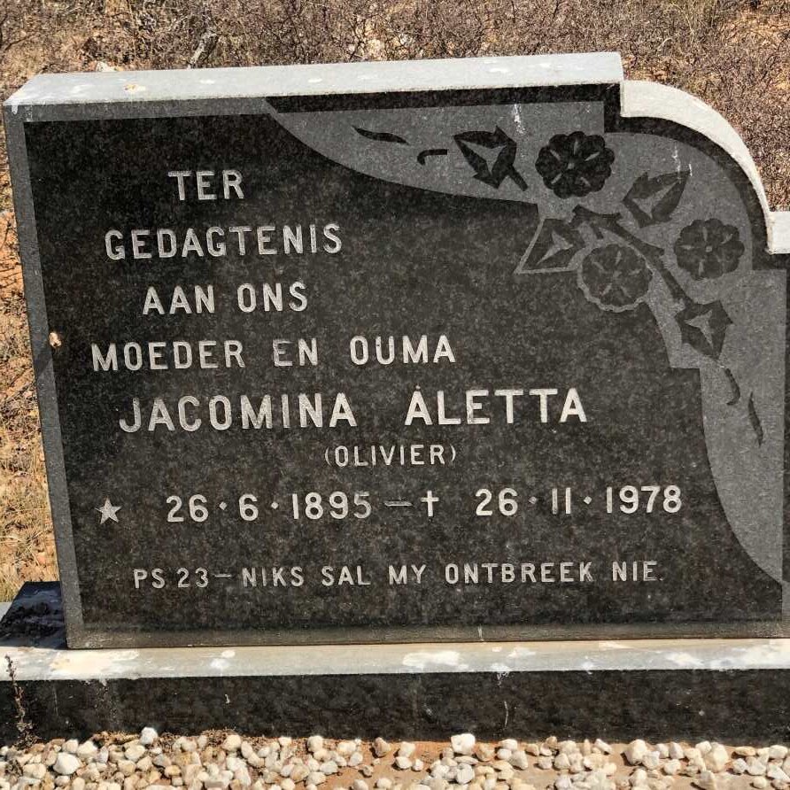 FERREIRA Jacomina Aletta nee OLIVIER 1895-1978