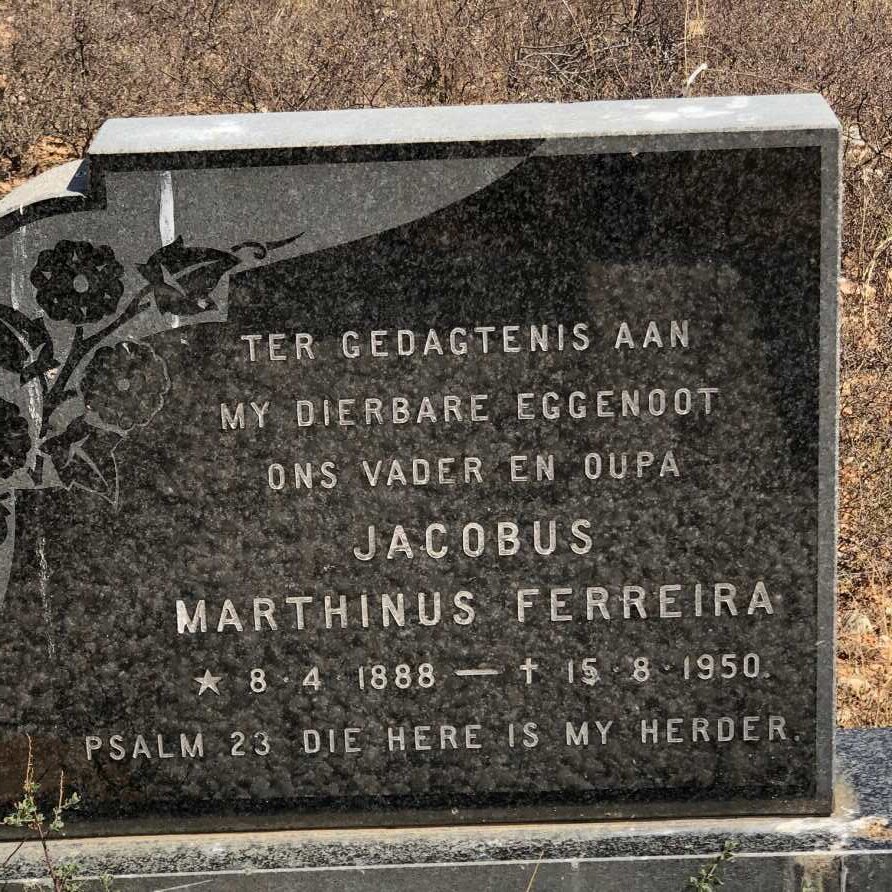 FERREIRA Jacobus Marthinus 1888-1950