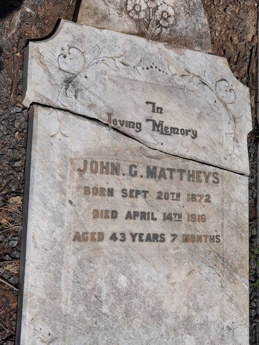 MATTHEYS John G. 1872-1916