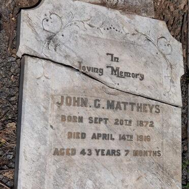 MATTHEYS John G. 1872-1916