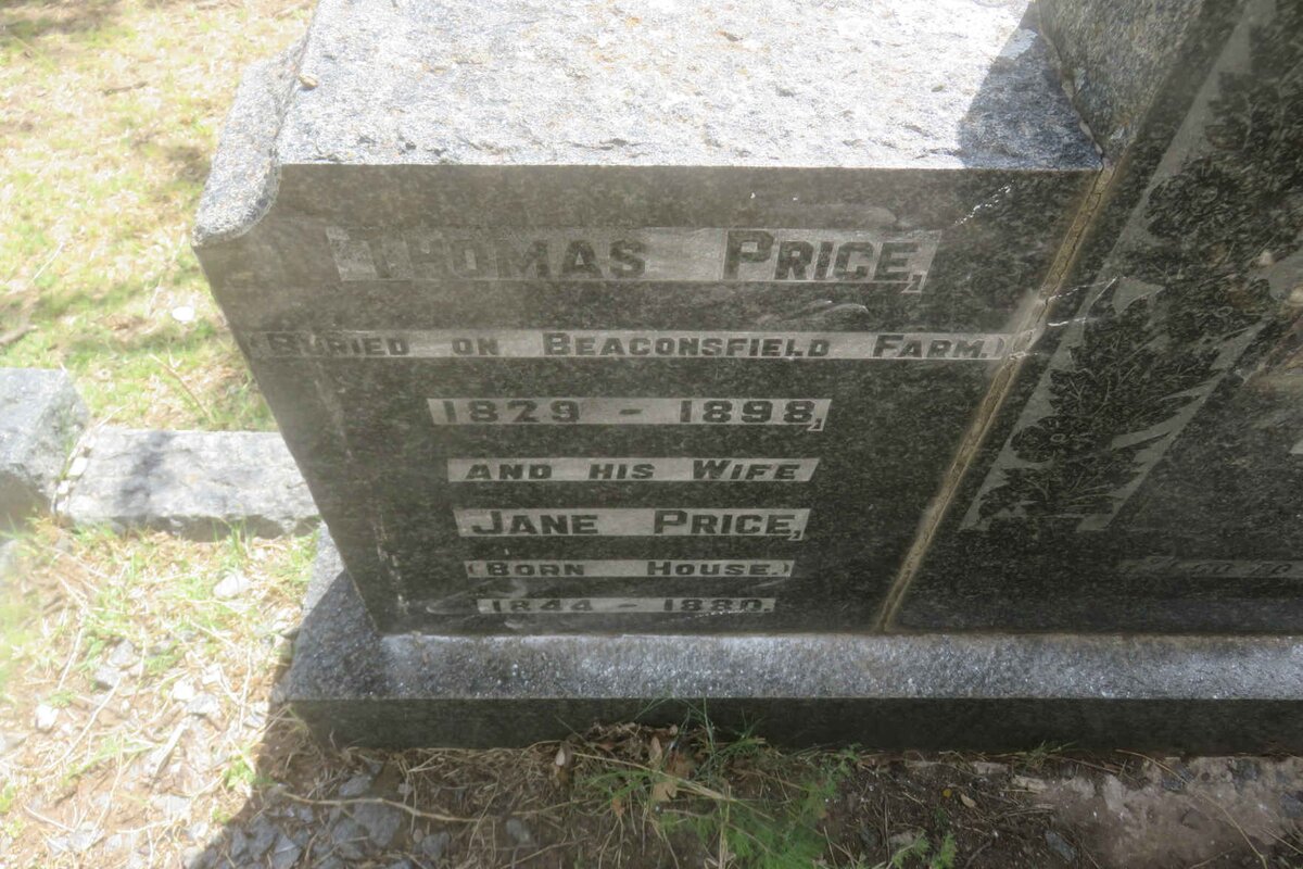 PRICE Thomas 1829-1898 &amp; Jane HOUSE 1844-1880