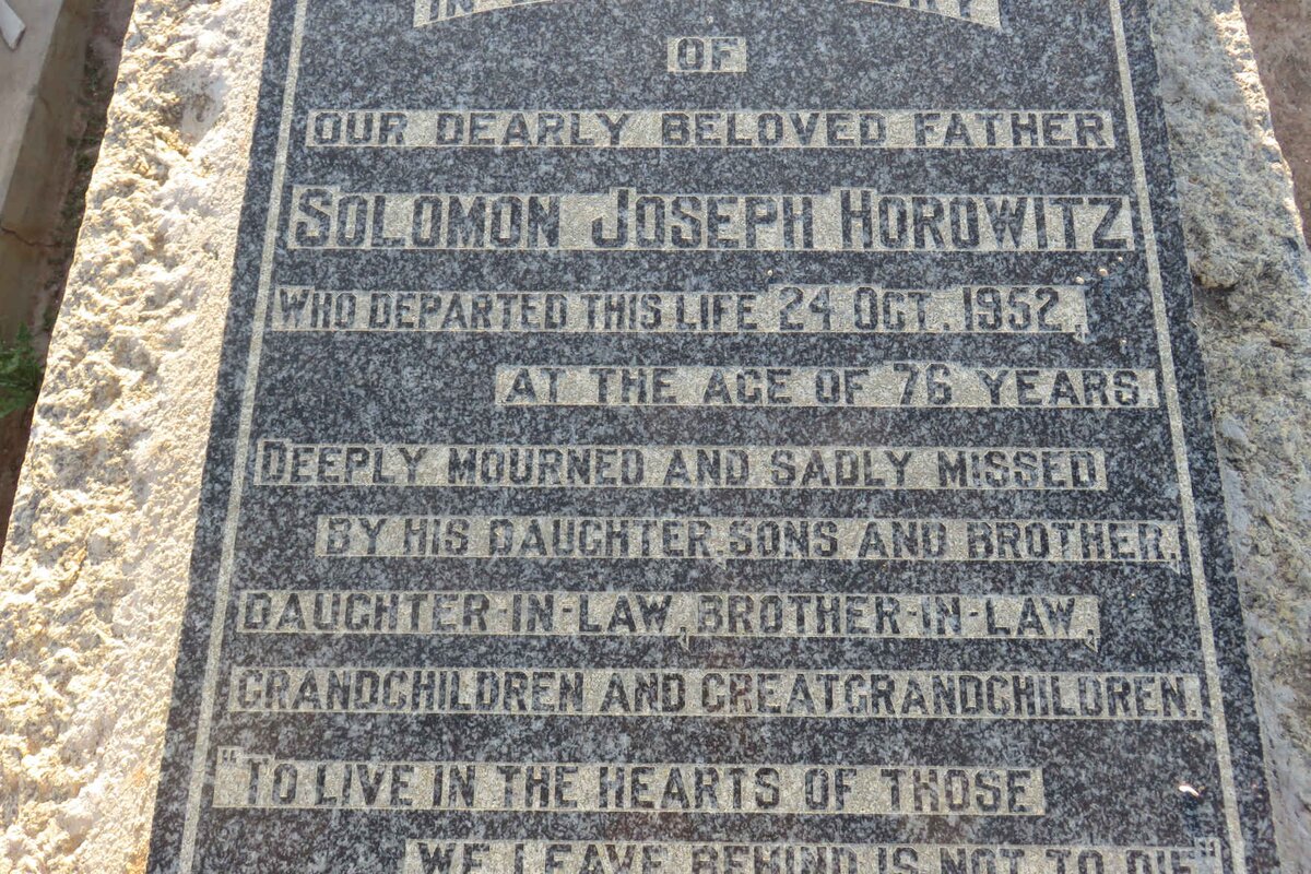 HOROWITZ Solomon Joseph -1952