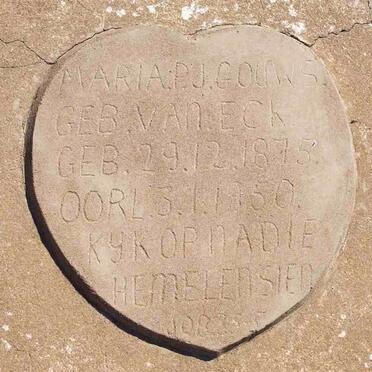 GOUWS Maria P.J. nee VAN ECK 1875-1950