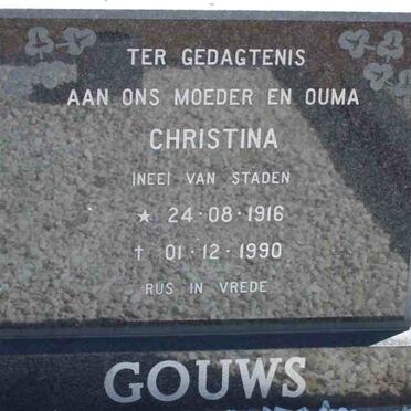 GOUWS Christina nee VAN STADEN 1916-1990