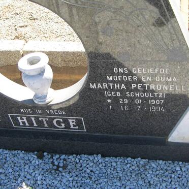 HITGE Martha Petronella nee SCHOULTZ 1907-1994